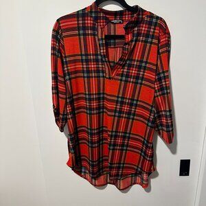 Red Plaid Top- Size Medium
